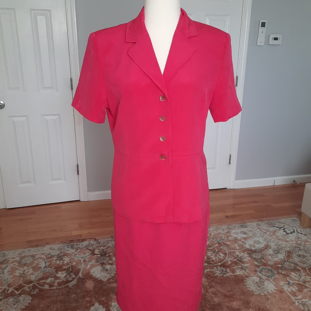 Amanda Smith pink silk suit jacket